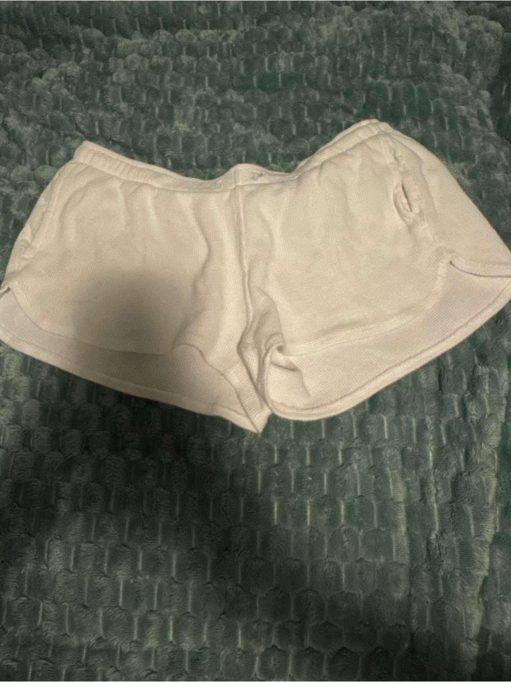 Brandy Melville White Waffle-Knit Lounge Shorts